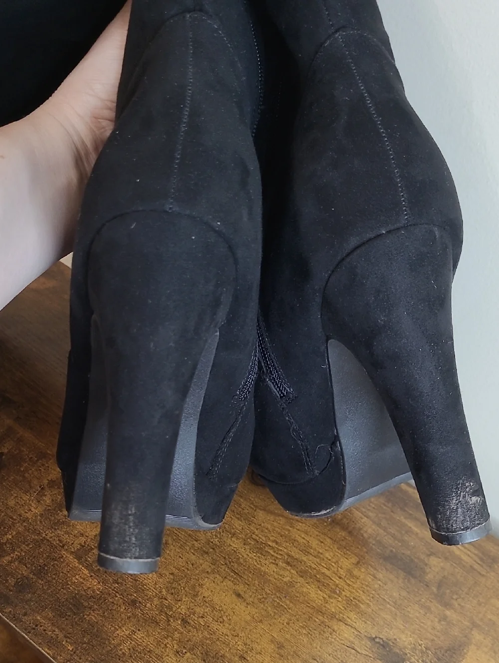 Torrid Black Faux Leather Over-the-Knee Lace-Up Platform Boots size 9WW